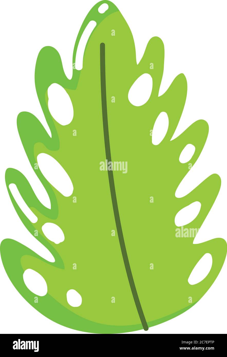 Feuille Tropicale Monstere Feuillage Dessin Anime Isole Icone Illustration Vectorielle Image Vectorielle Stock Alamy