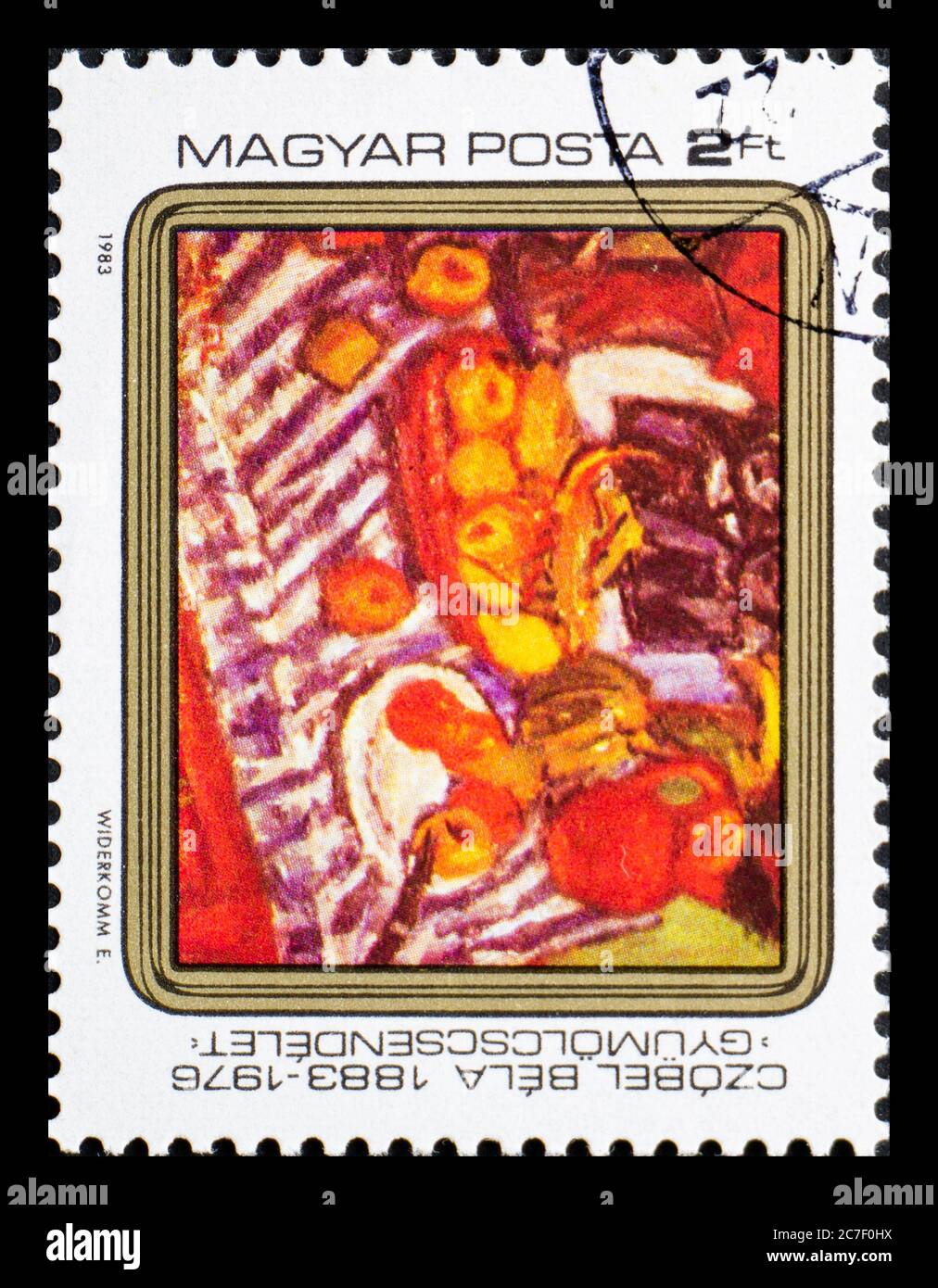 HONGRIE - VERS 1983: Timbre-poste de Hongrie montrant la peinture de Czobel Bela Banque D'Images