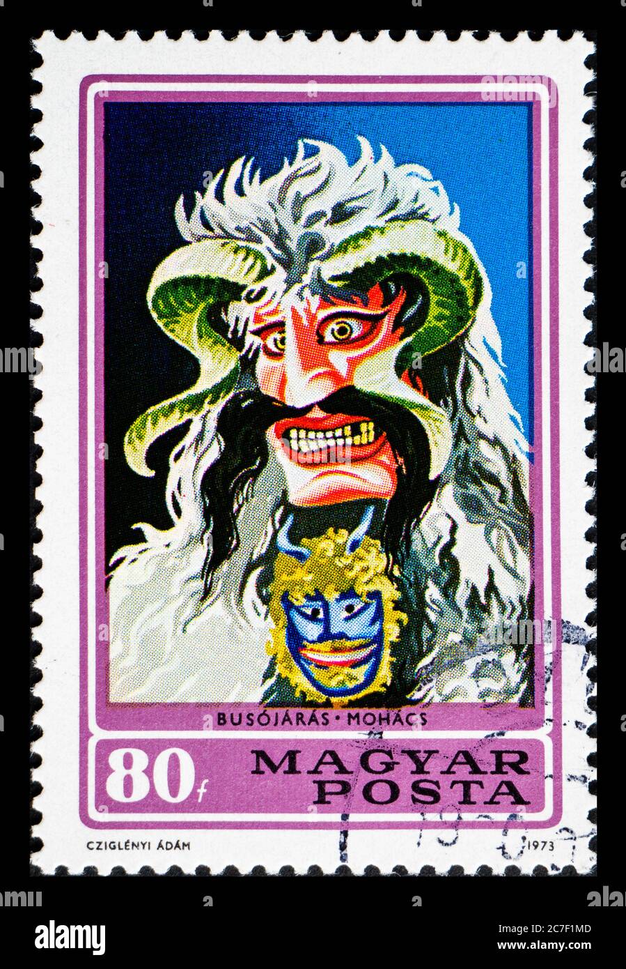 HONGRIE - VERS 1973: Timbre-poste de Hongrie montrant la célébration annuelle Busojaras Mohacs Banque D'Images