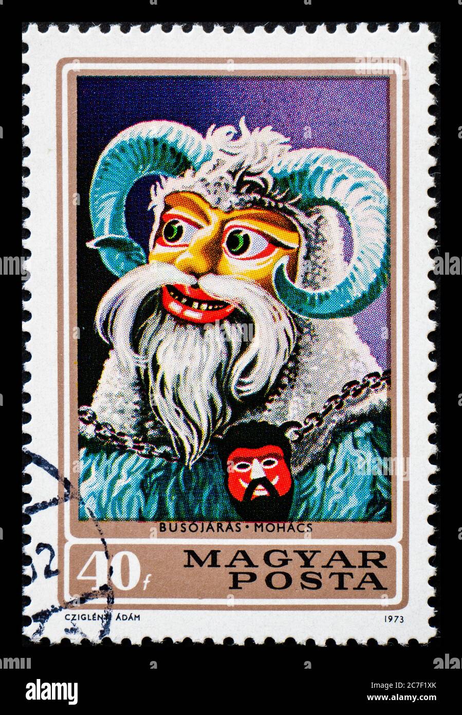 HONGRIE - VERS 1973: Timbre-poste de Hongrie montrant la célébration annuelle Busojaras Mohacs Banque D'Images