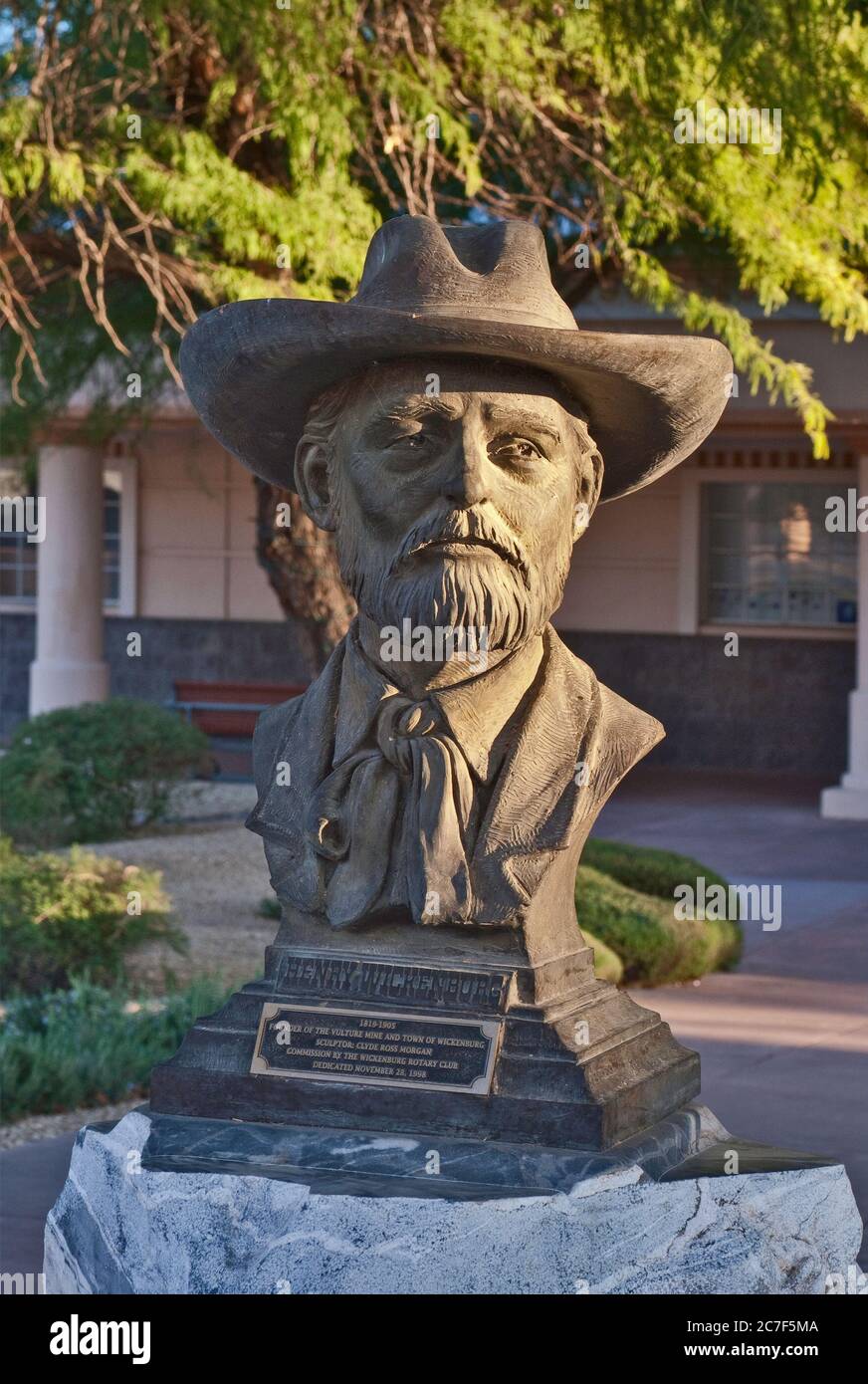 Henry Wickenburg buste par Clyde Ross Morgan à Tegner Street à Wickenburg, Arizona, États-Unis Banque D'Images