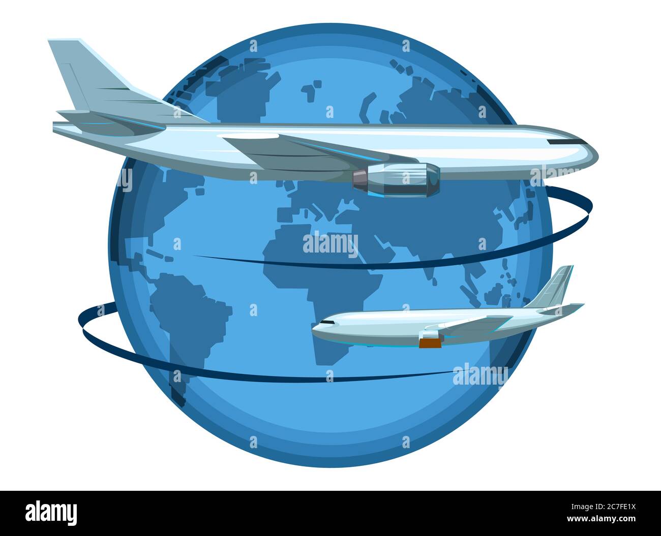 Transport aérien international. Logo, étiquette, marque. Livraison de fret, transport de passagers. Voyager dans le monde entier. Vols intercontinentaux. Illustration de Vecteur