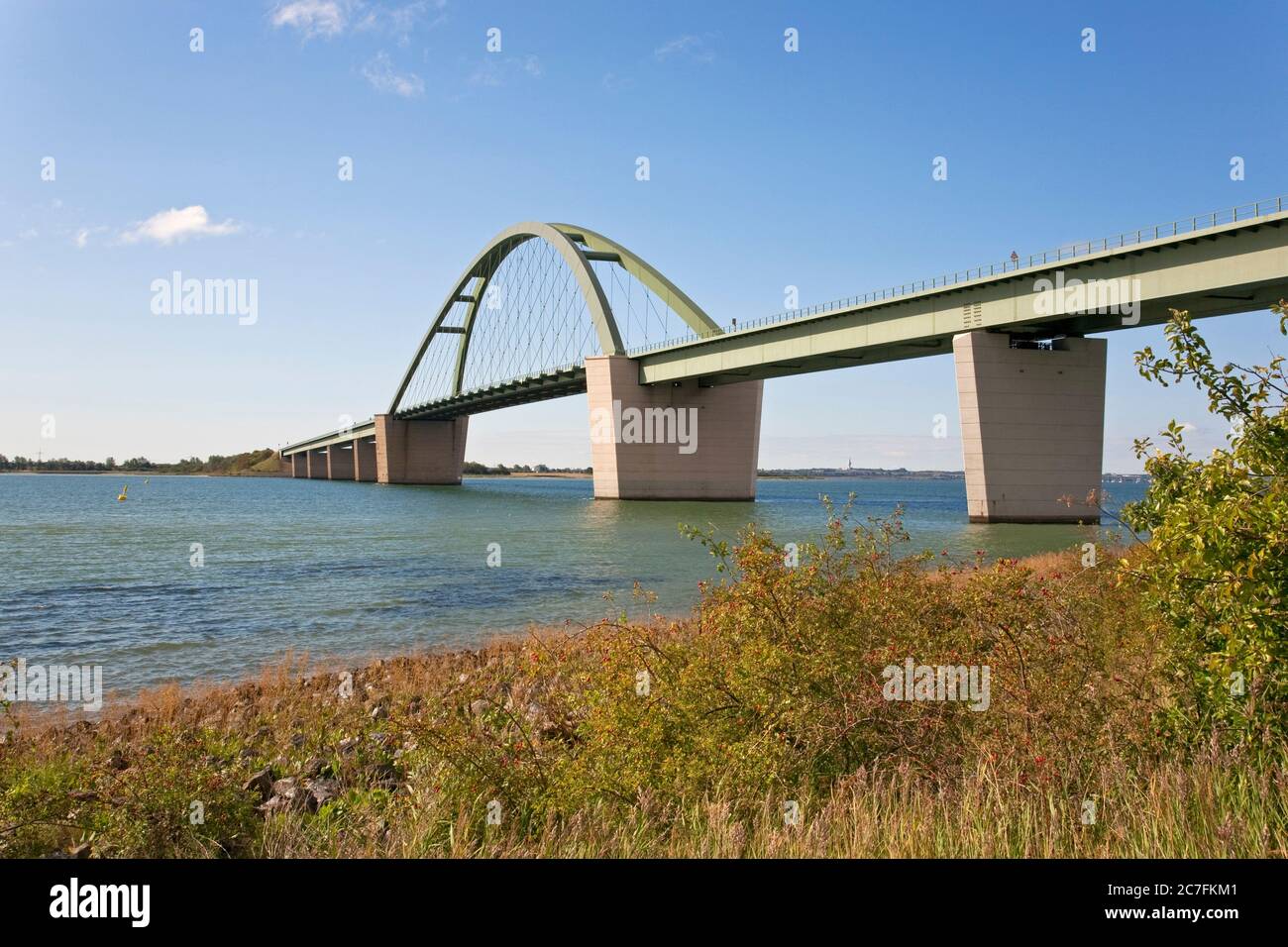 Allemagne, Schleswig-Holstein, pont de Fehmarn Sound par l'Oresund, l'île de Fehmarn. Banque D'Images