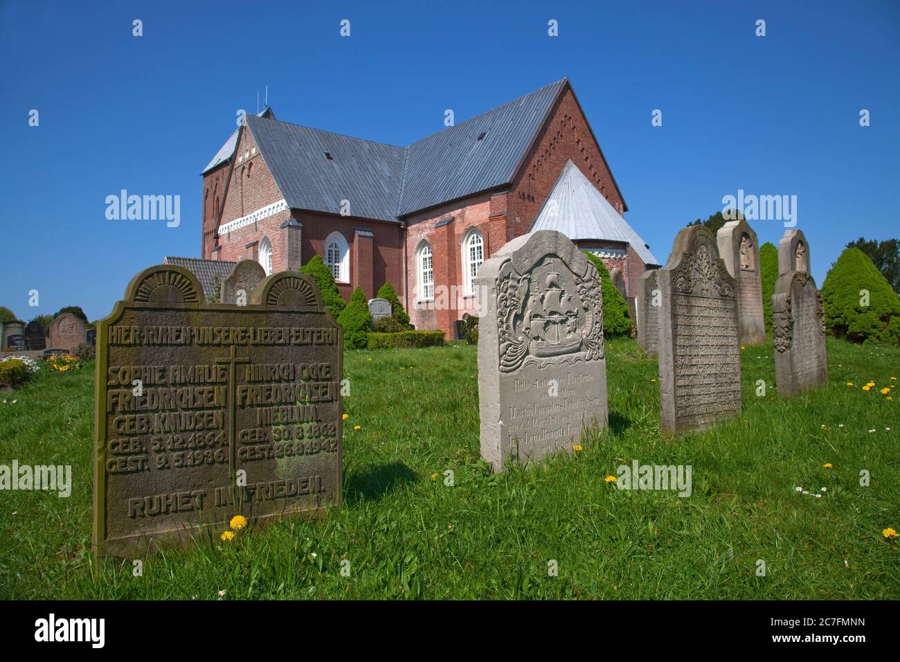 Allemagne, Schleswig-Holstein, église Saint Johannes à Nieblum, île de Foehr, Mer du Nord. Banque D'Images Allemagne, Schleswig-Holstein, église Saint Johannes à Nieblum, île de Foehr, Mer du Nord. Banque D'Images