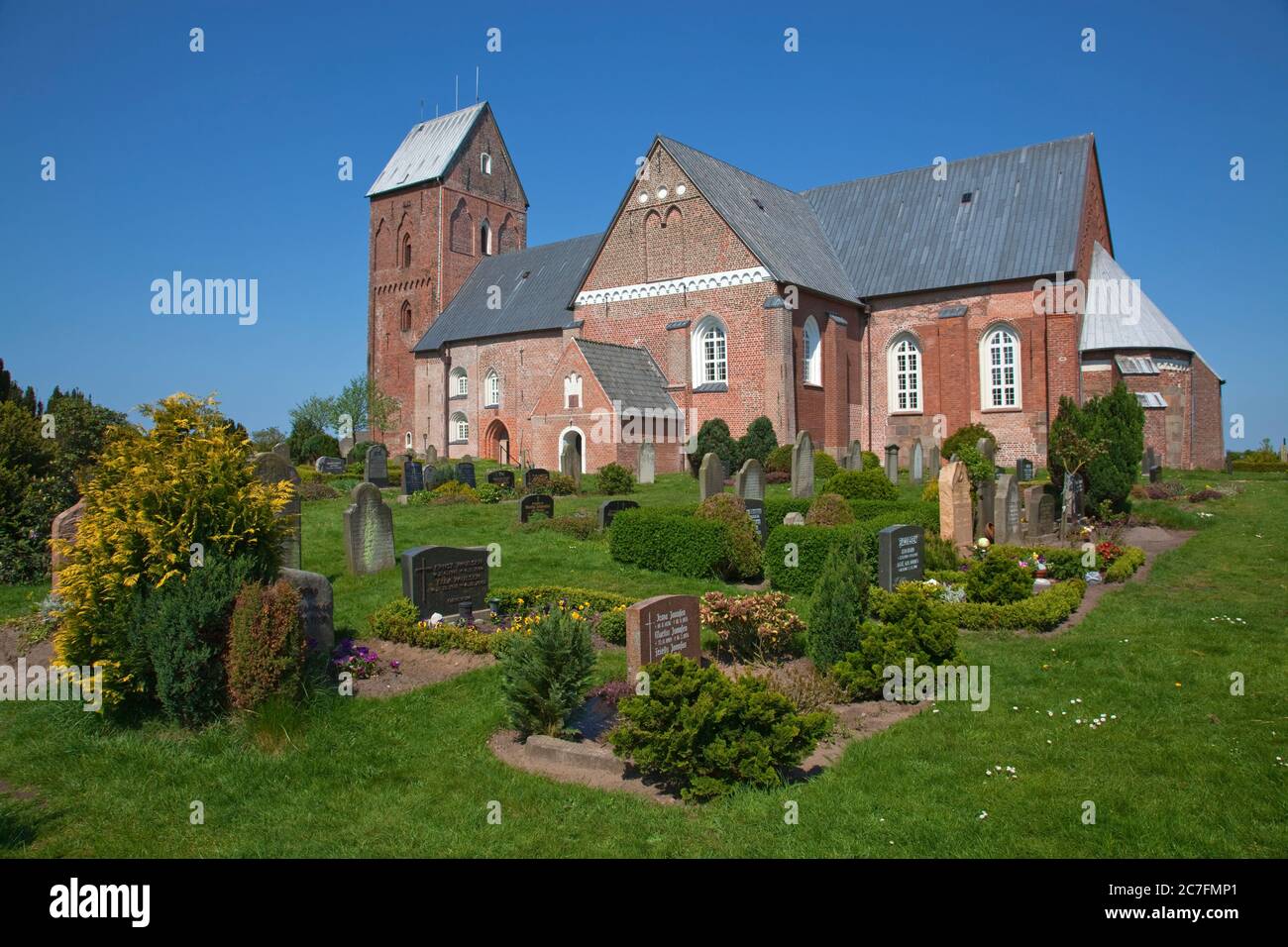Allemagne, Schleswig-Holstein, église Saint Johannes à Nieblum, île de Foehr, Mer du Nord. Banque D'Images Allemagne, Schleswig-Holstein, église Saint Johannes à Nieblum, île de Foehr, Mer du Nord. Banque D'Images