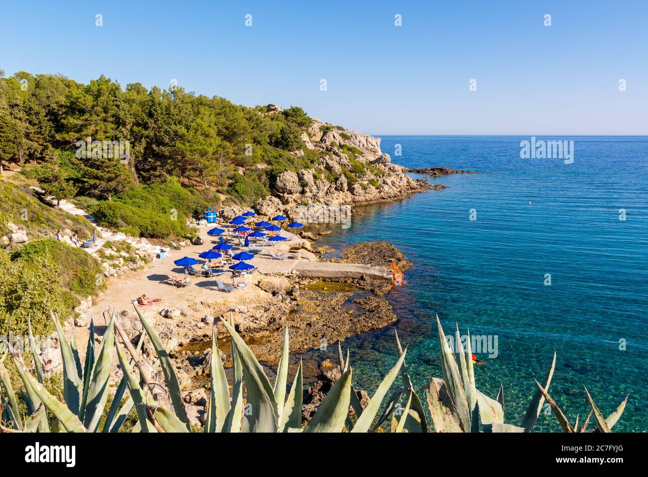 Anthony Quinn Bay, plage isolée sur l'île de Rhodes. Grèce Banque D'Images