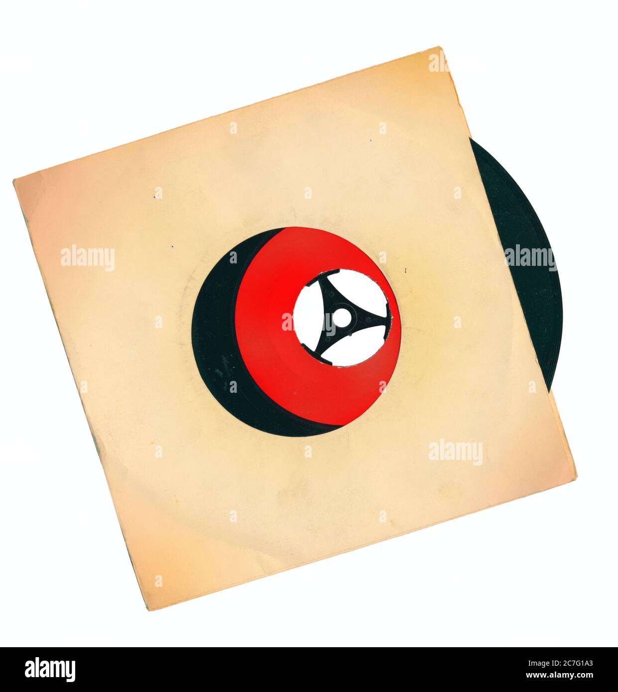 Vieux disques en vinyle grungy avec manchon déchiré grungy, espace de copie libre, Banque D'Images