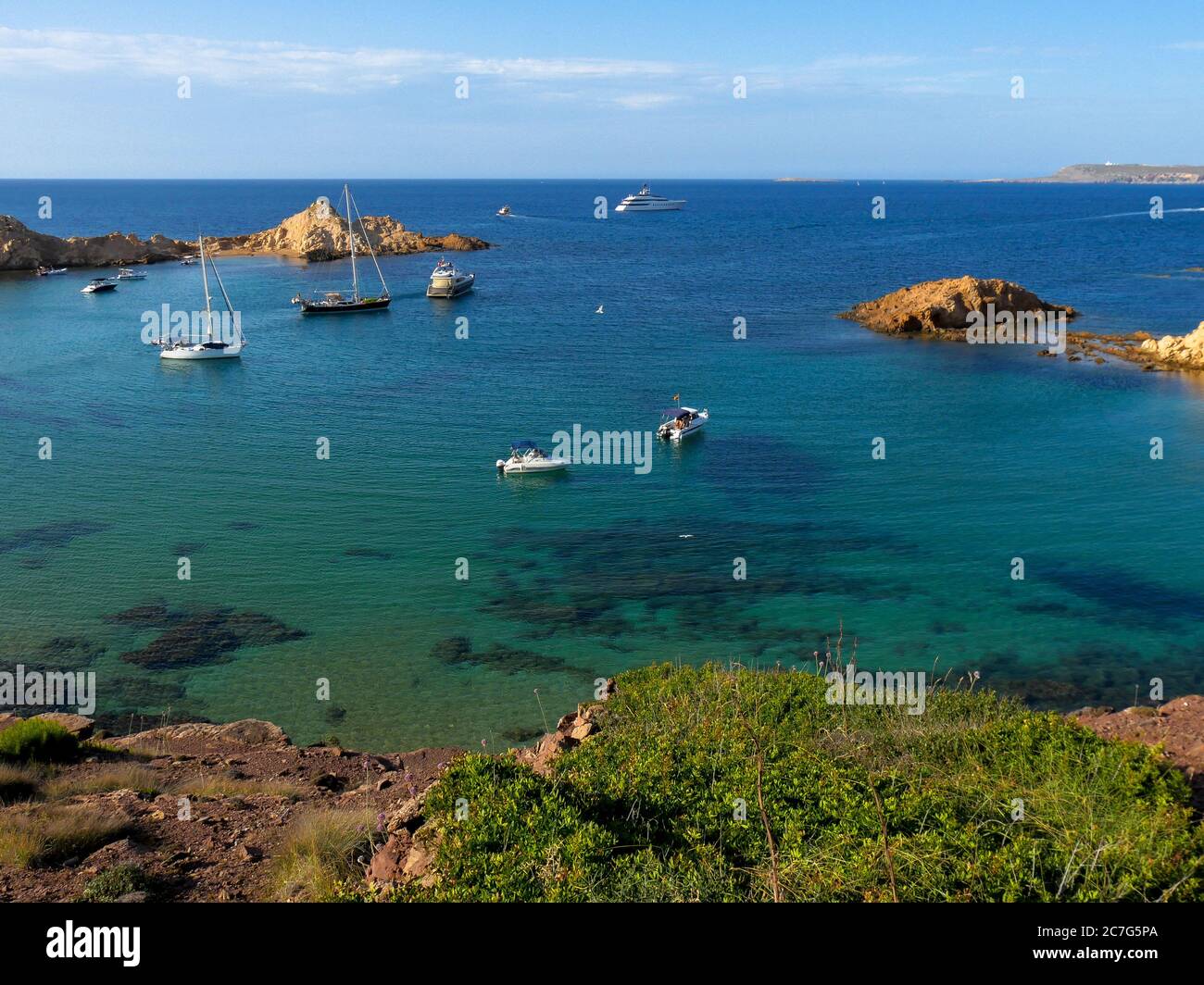 Cala Pregonda, une des plages les plus célèbres au nord de l'île de Minorque (Iles Baléares) Banque D'Images