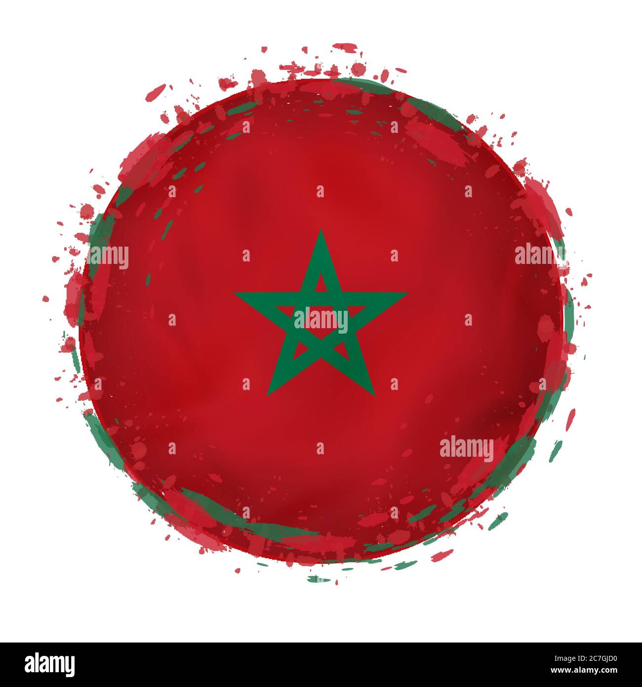 Drapeau rond du Maroc aux touches de couleur drapeau. Illustration vectorielle. Illustration de Vecteur