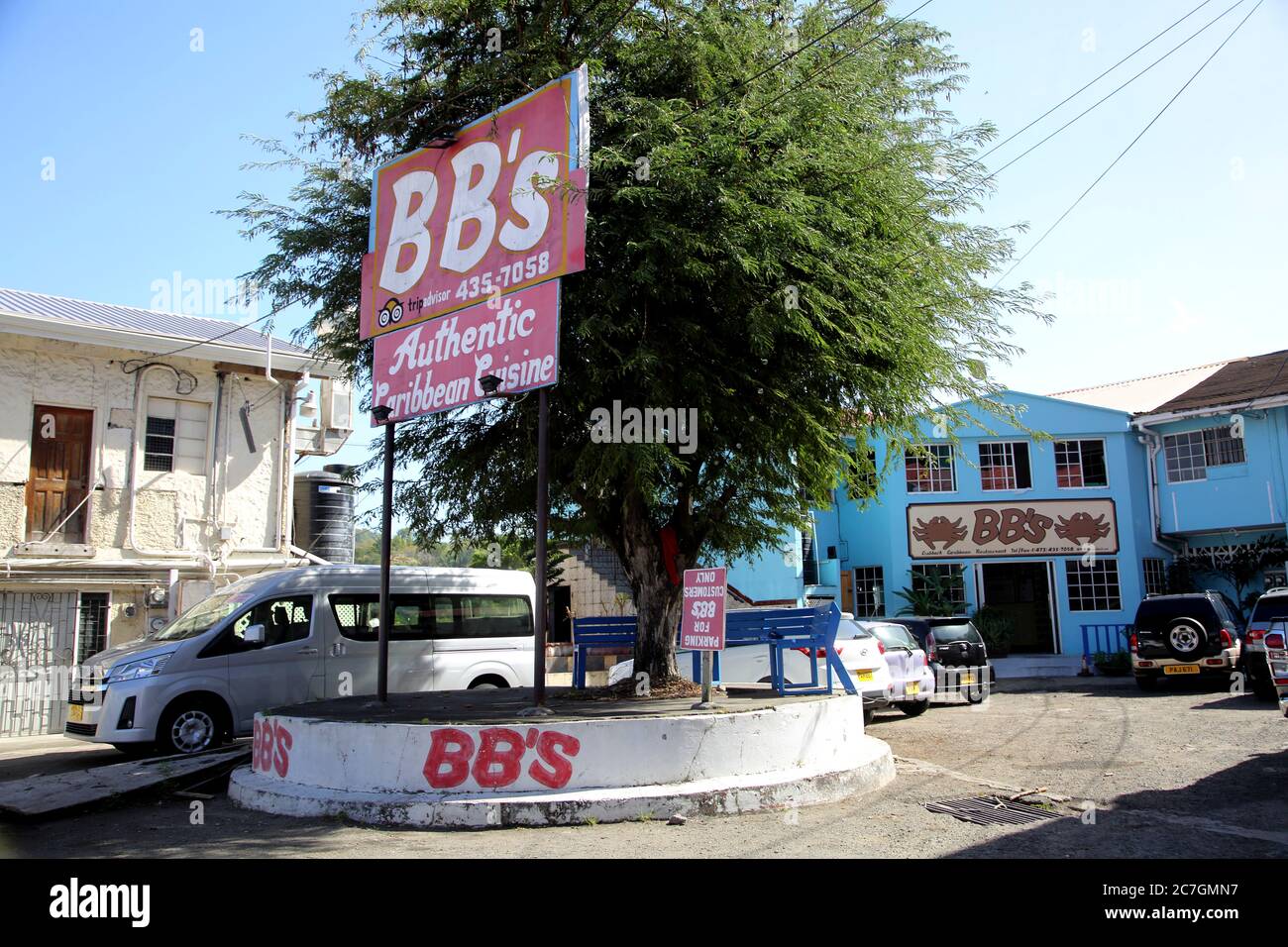 St George's Grenada Wharf Road BB's Authentic Caribbean cuisine Restaurant Banque D'Images