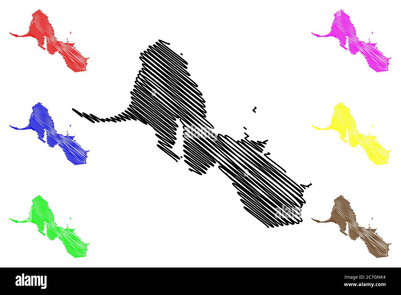Kalawao County, Hawaï (comté des États-Unis, États-Unis d'Amérique, États-Unis, États-Unis, île, archipel) illustration vectorielle de carte, esquisse de gribble Kalapapa Illustration de Vecteur