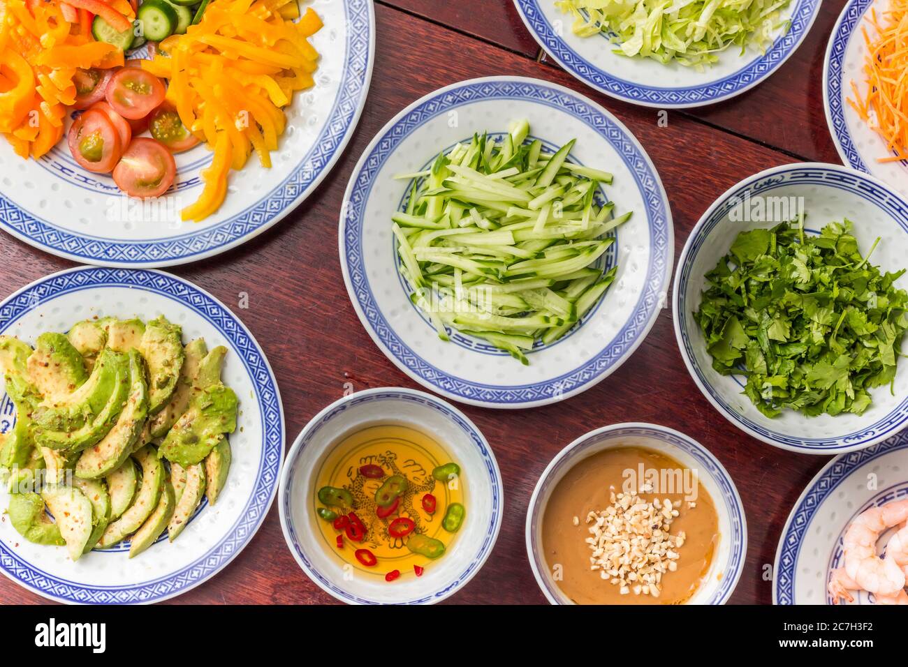 Sauces et légumes pour la cuisine asiatique traditionnelle Banque D'Images