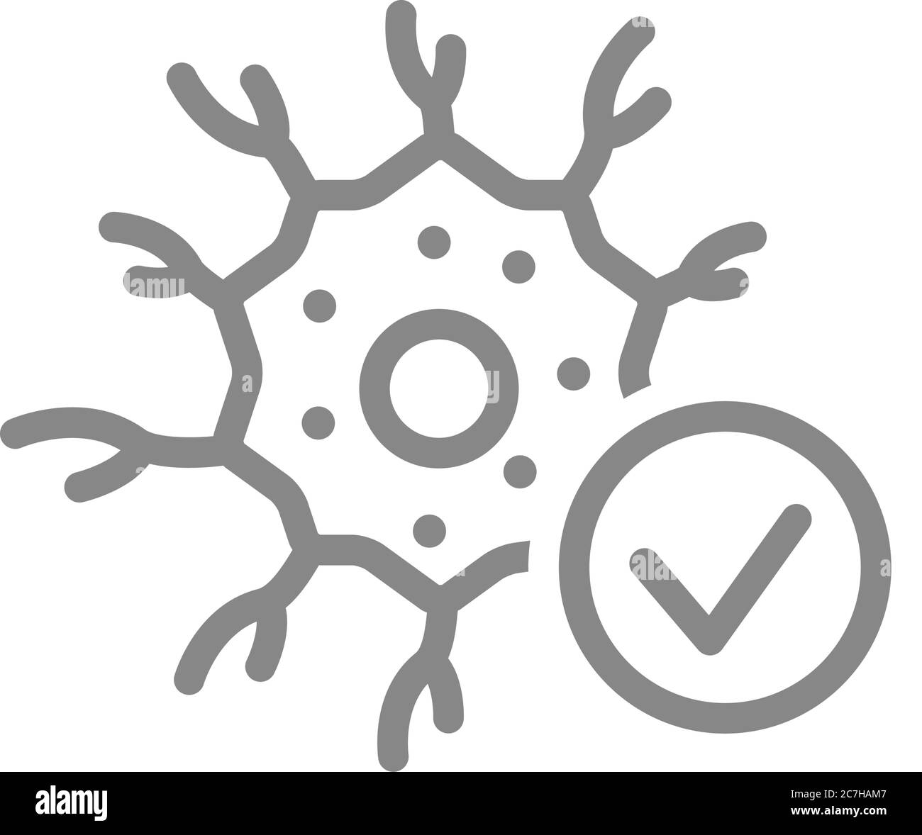 Neurone avec icône de coche. Tissu neural sain, symbole de vérification des cellules nerveuses Illustration de Vecteur Neurone avec icône de coche. Tissu neural sain, symbole de vérification des cellules nerveuses Illustration de Vecteur