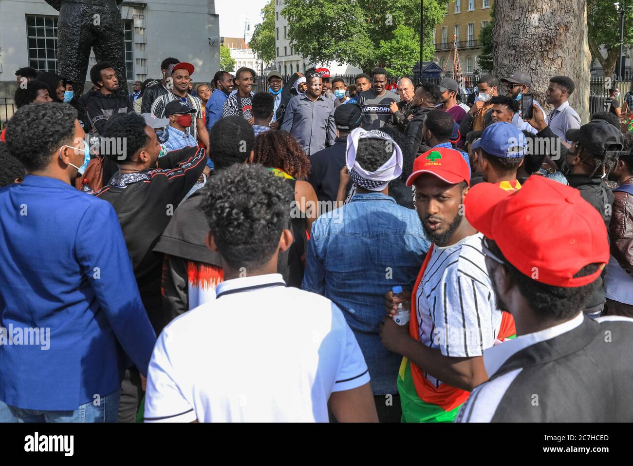 Londres, Royaume-Uni. 17 juillet 2020. Les habitants de la région d'Oromia protestent contre le gouvernement éthiopien et contre les restrictions d'accès à Internet dans la région. Oromos sont le plus grand groupe ethnique d'Éthiopie. Crédit : Imagetraceur/Alamy Live News Banque D'Images