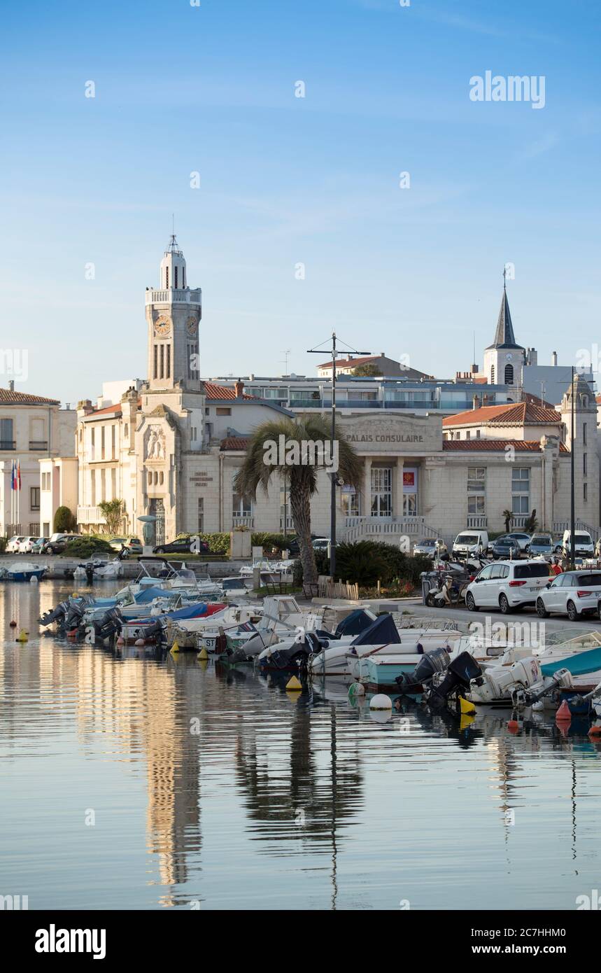 Quai Vauban, Sète, Canal du midi, France, France Banque D'Images