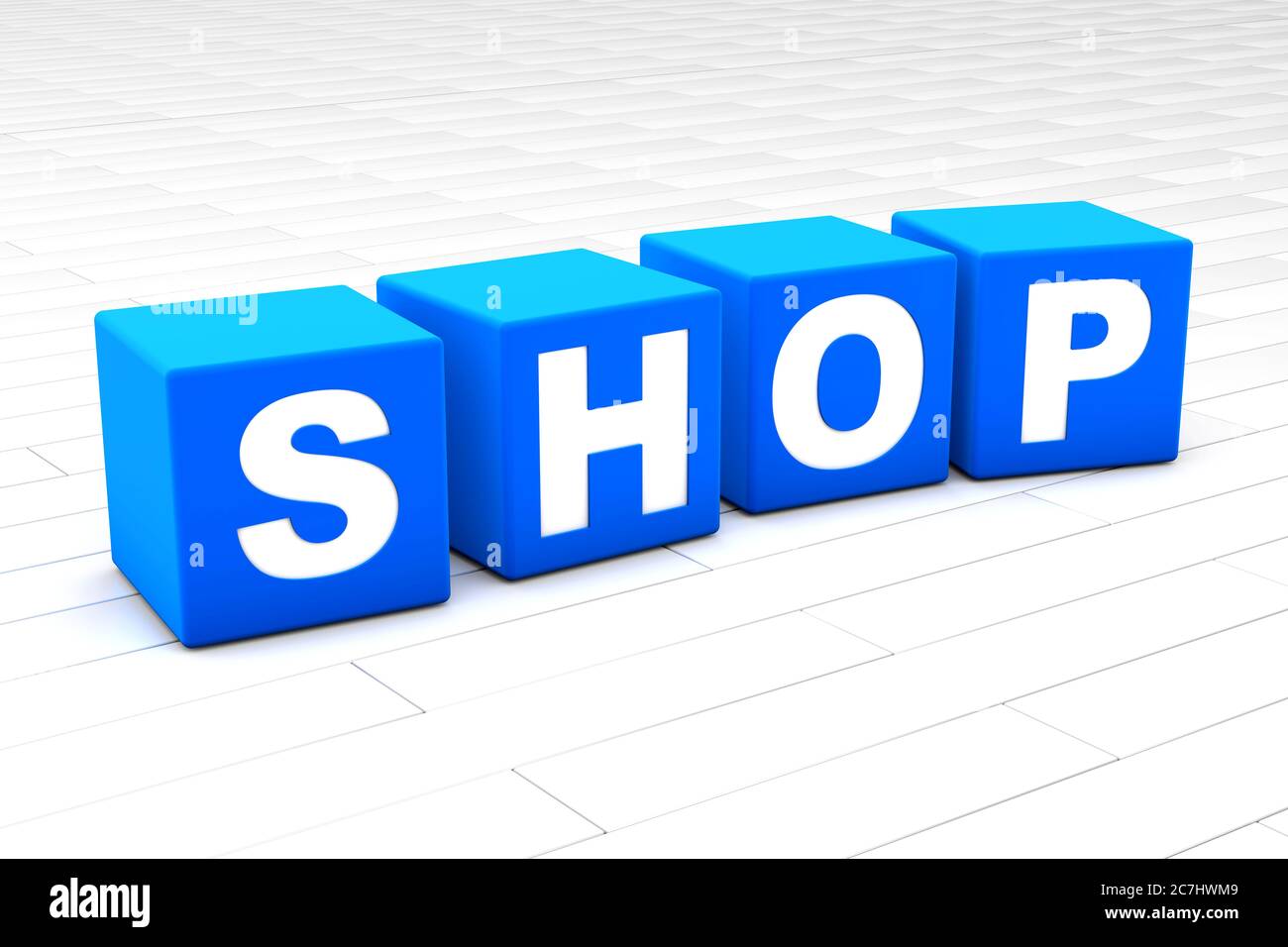 Illustration 3D du mot Shop. Banque D'Images