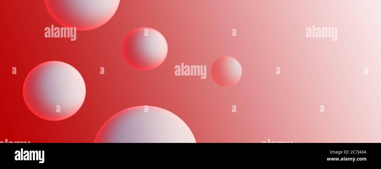 Cercles 3D blancs sur fond rouge. Conception Web. Illustration. Conception Web. Style de bannière. Banque D'Images