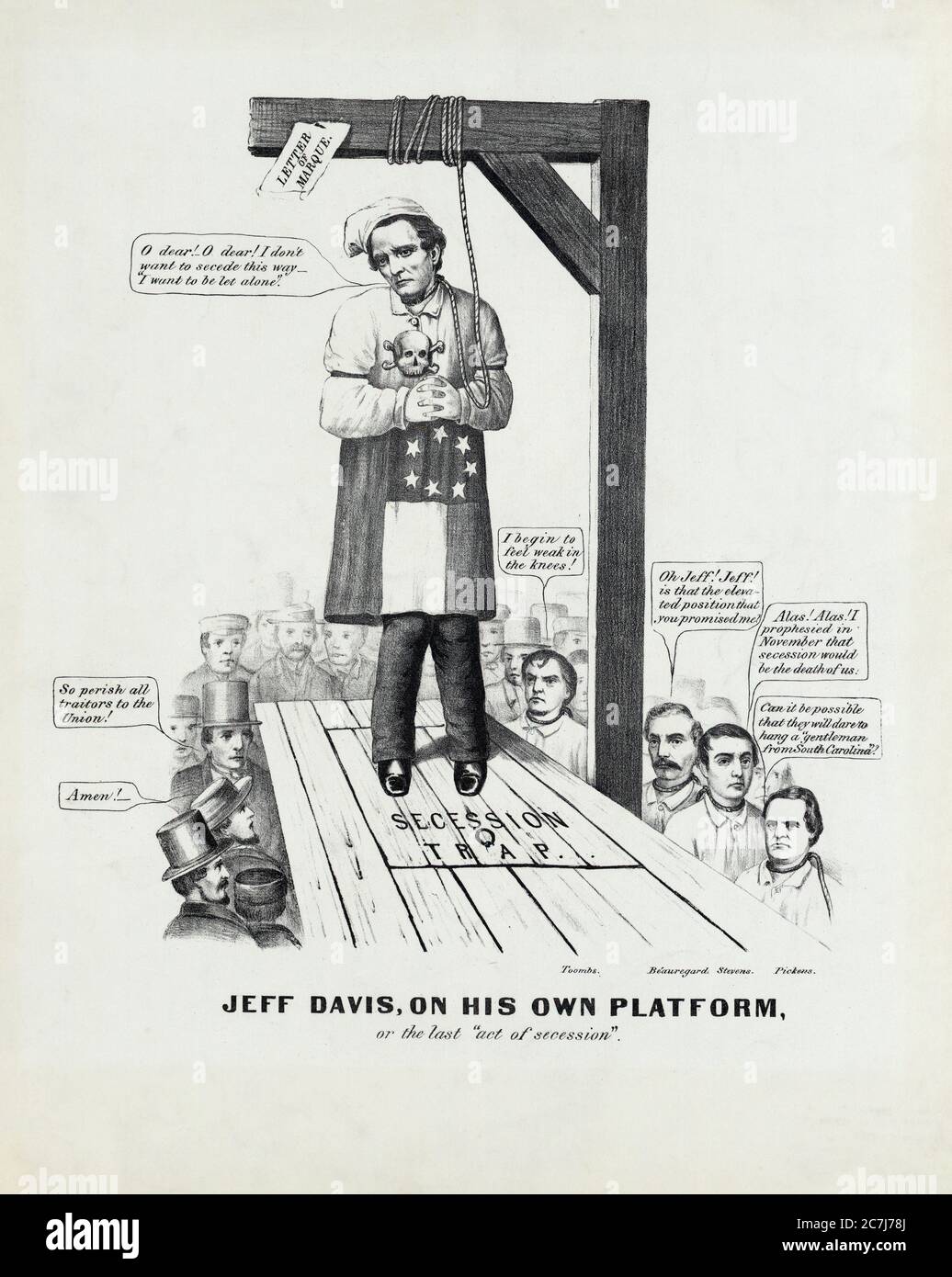 Jeff Davis sur sa propre plate-forme ; ou le dernier dessin-modèle politique « acte de sécession », Currier & Ives, 1861 Banque D'Images