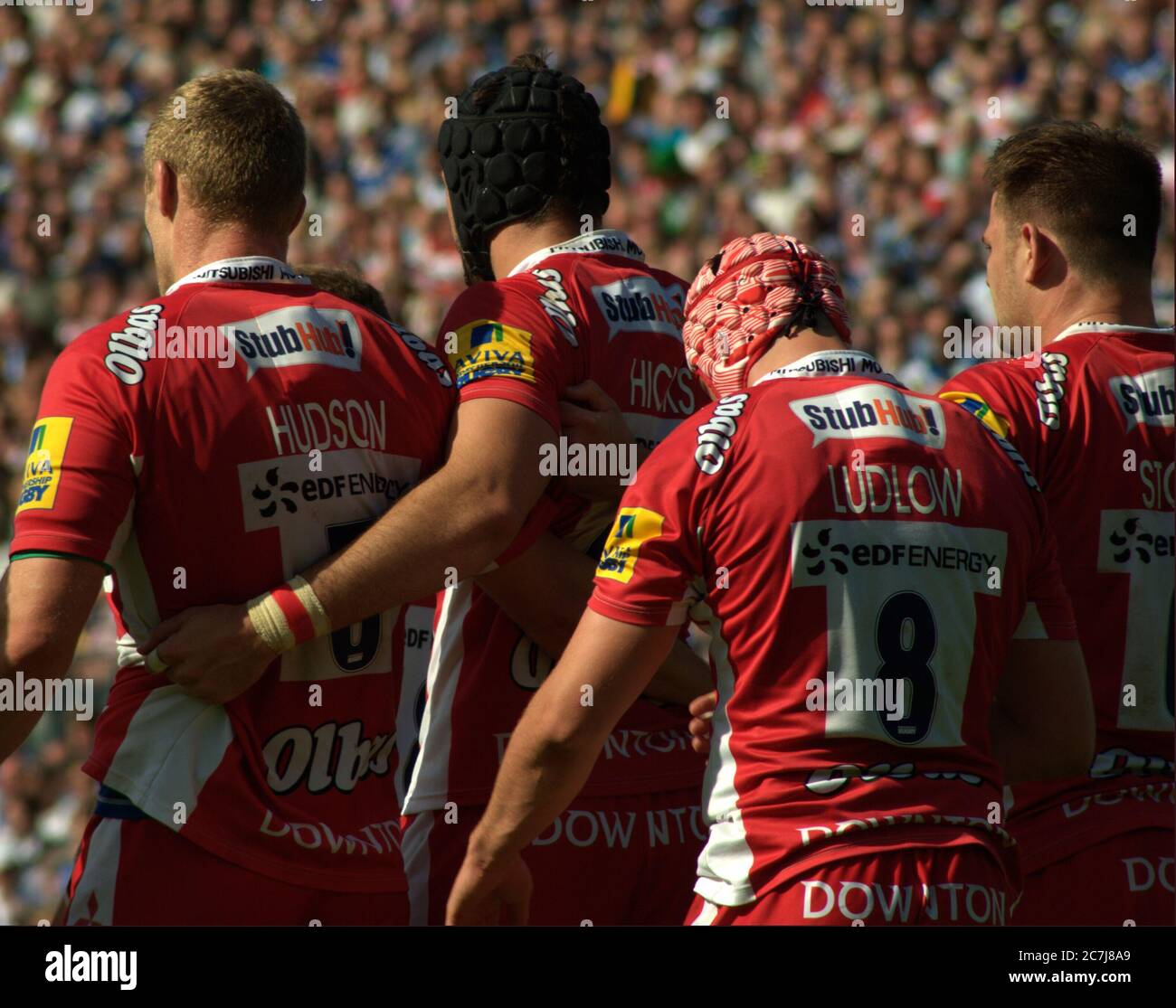 BATH, ANGLETERRE, ROYAUME-UNI - 16 mai 2015: Rugby de Bath jouer Gloucester Rugby dans un match Aviva Premiership, terrain de loisirs, Bath. 16 mai 2015. B Banque D'Images