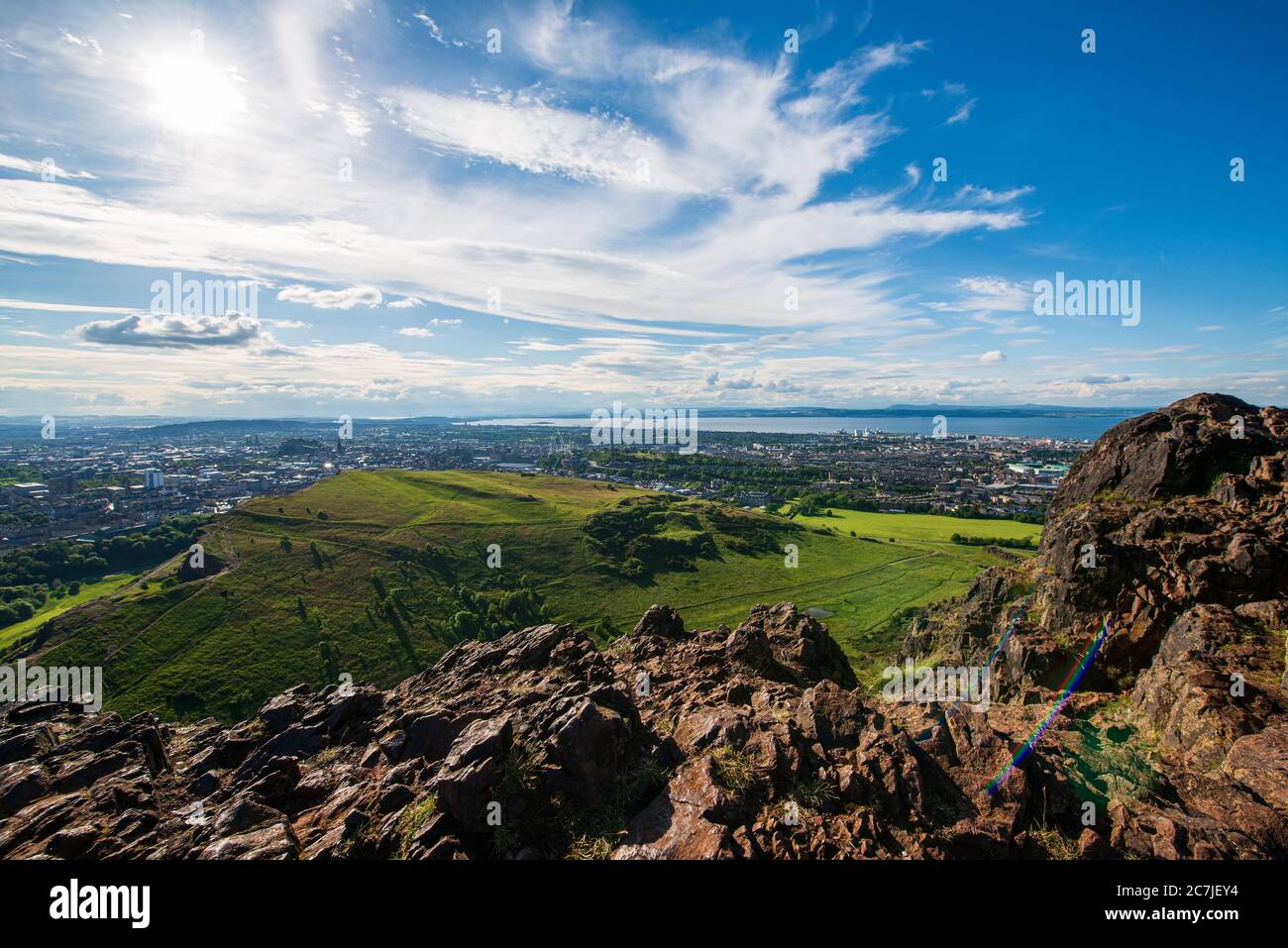Vue depuis le sommet d'Arthur's Seat, Édimbourg, Écosse Banque D'Images