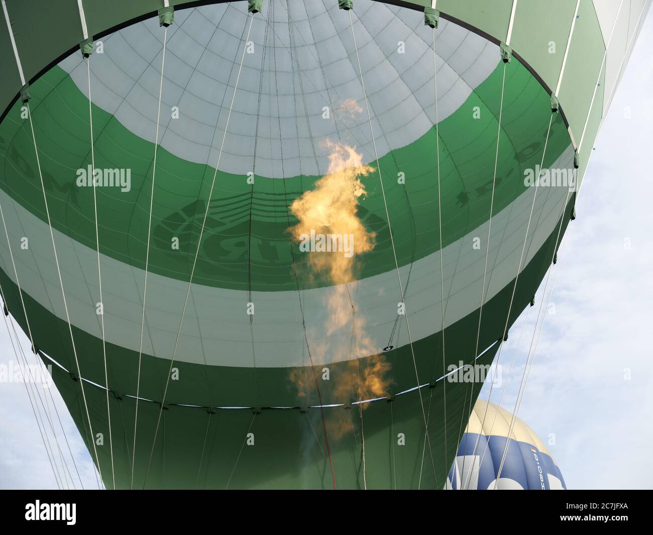 Démarrer ballon à air chaud bayernhimmel.de, Bavarian Forest, Bavière, Allemagne Banque D'Images