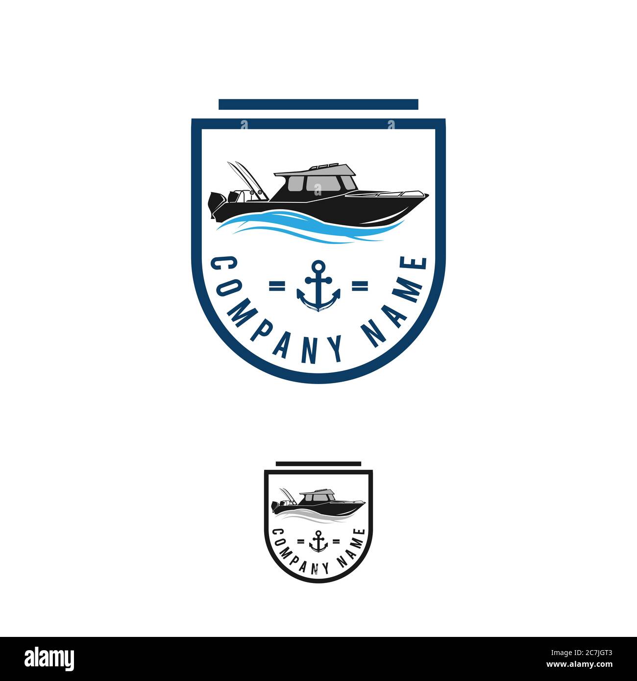 Collection de logos pour la pêche avec modèle de logo pour le pêcheur sur le bateau à poissons. Illustration vectorielle eps.10 Illustration de Vecteur