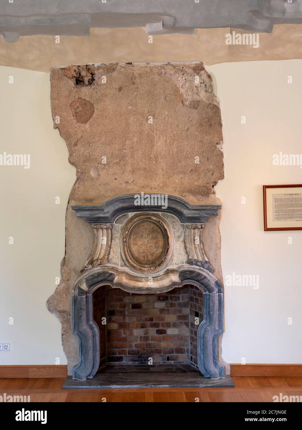 Nouveau château, cheminée, Parc Muskauer, site classé au patrimoine mondial de l'UNESCO, Bad Muskau, haute Lusatia, Saxe, Allemagne Banque D'Images