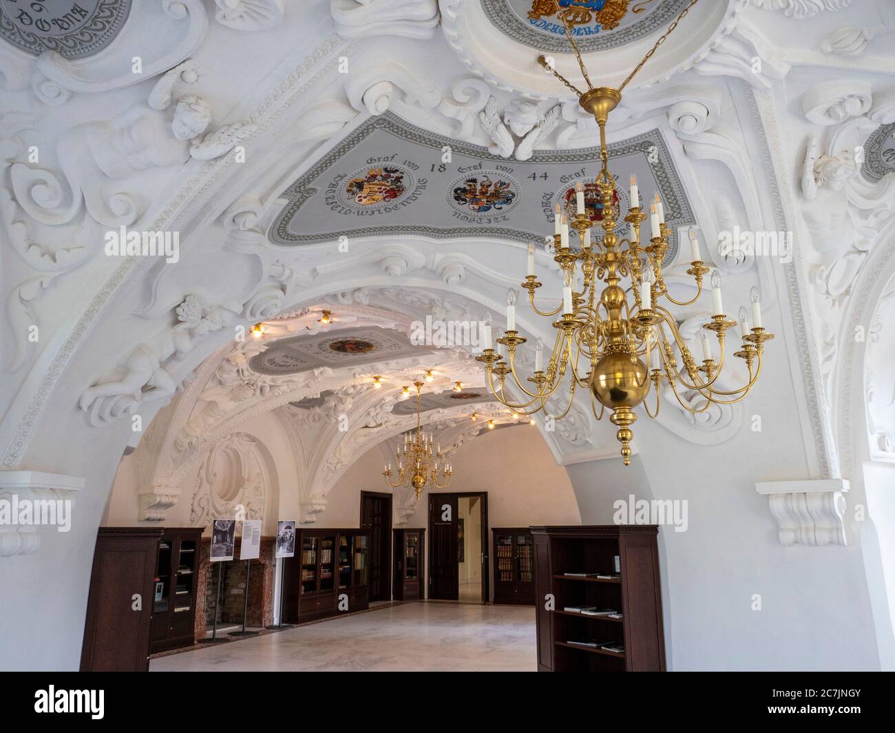 Nouveau château, bibliothèque, Parc Muskauer, site du patrimoine mondial de l'UNESCO, Bad Muskau, haute Lusatia, Saxe, Allemagne Banque D'Images