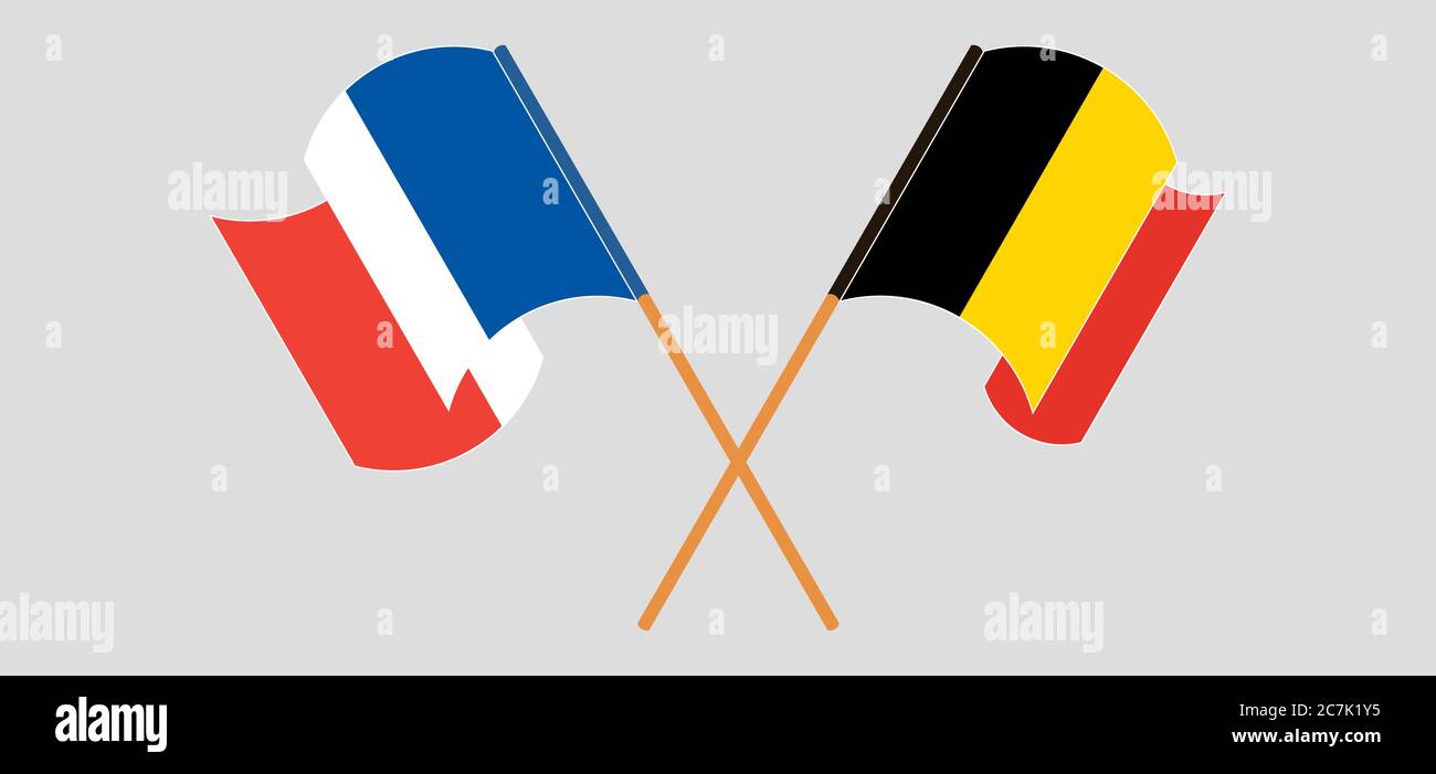 barbel-s-et-agit-s-de-drapeaux-de-belgique-et-de-france-illustration