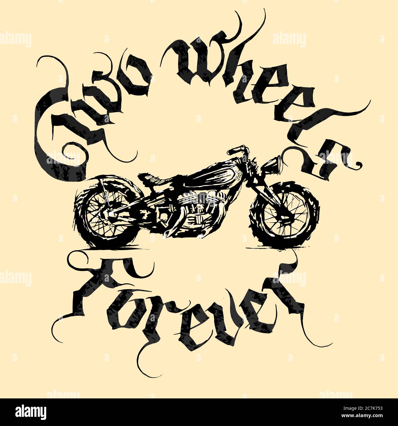 Conception de moto sur fond beige, illustration vectorielle. Illustration de Vecteur