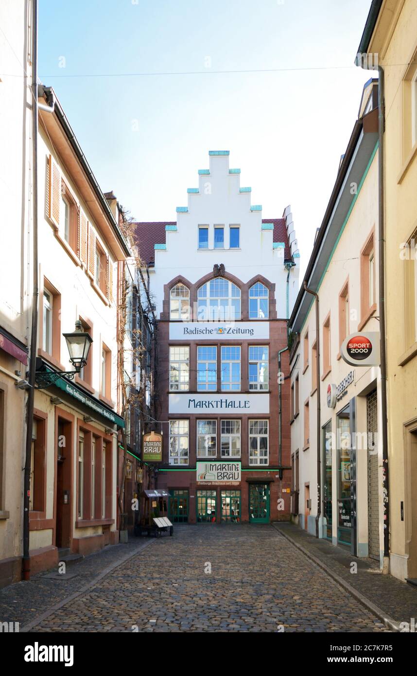 Fribourg, Bade-Wurtemberg, Allemagne, la salle de marché de Martinssgässle à Fribourg im Breisgau. Banque D'Images