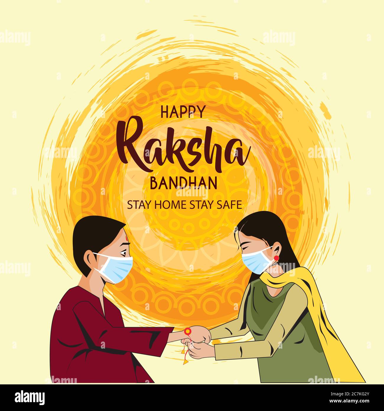 Illustration vectorielle du festival indien de l'amour frère et sœur, Happy Raksha Bandhan Celebration.corona virus covid-19 concept. Illustration de Vecteur Illustration vectorielle du festival indien de l'amour frère et sœur, Happy Raksha Bandhan Celebration.corona virus covid-19 concept. Illustration de Vecteur