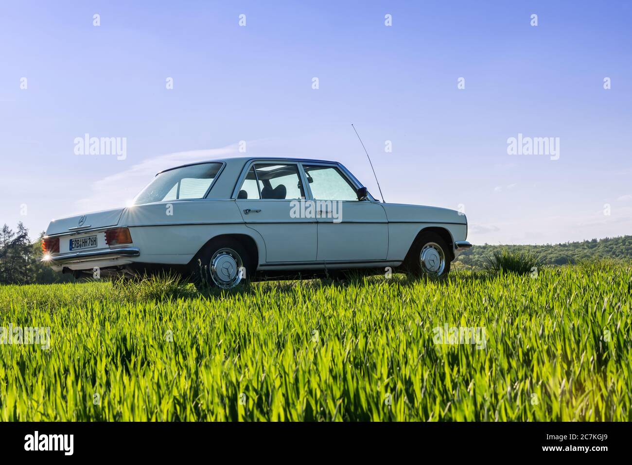 Breuberg, Hesse, Allemagne. Mercedes Benz, 200 D, année de construction 1976, / 8, déplacement 1988, 60 ch, type W 115 également appelé ligne 8. Banque D'Images