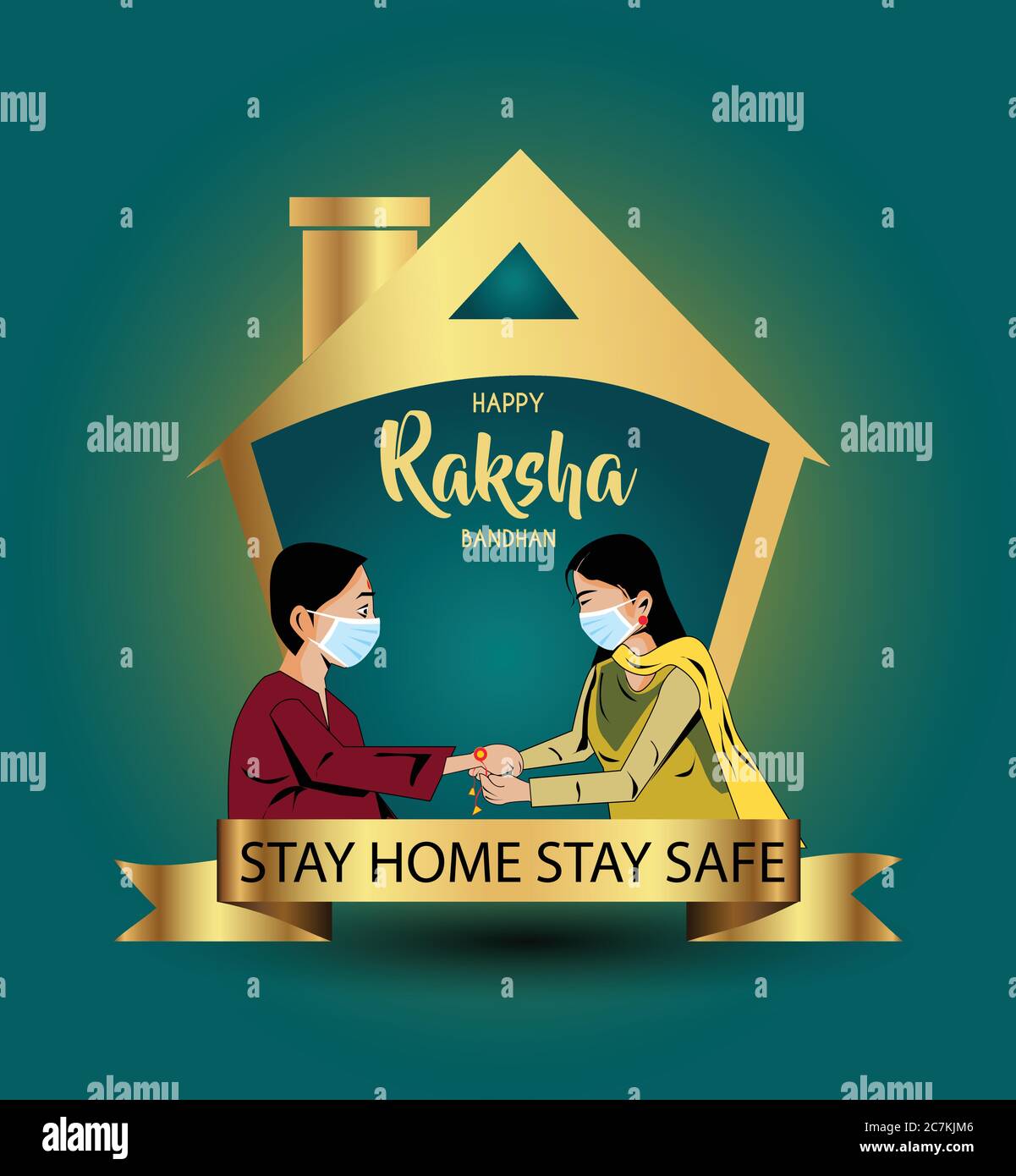 Restez à la maison Restez en sécurité.illustration vectorielle du festival indien de l'amour frère et sœur, Happy Raksha Bandhan Celebration.corona virus covid-19 concept. Illustration de Vecteur Restez à la maison Restez en sécurité.illustration vectorielle du festival indien de l'amour frère et sœur, Happy Raksha Bandhan Celebration.corona virus covid-19 concept. Illustration de Vecteur
