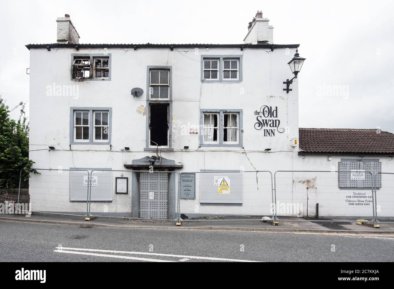 Incendie au pub Gargrave le 2020 juillet Banque D'Images