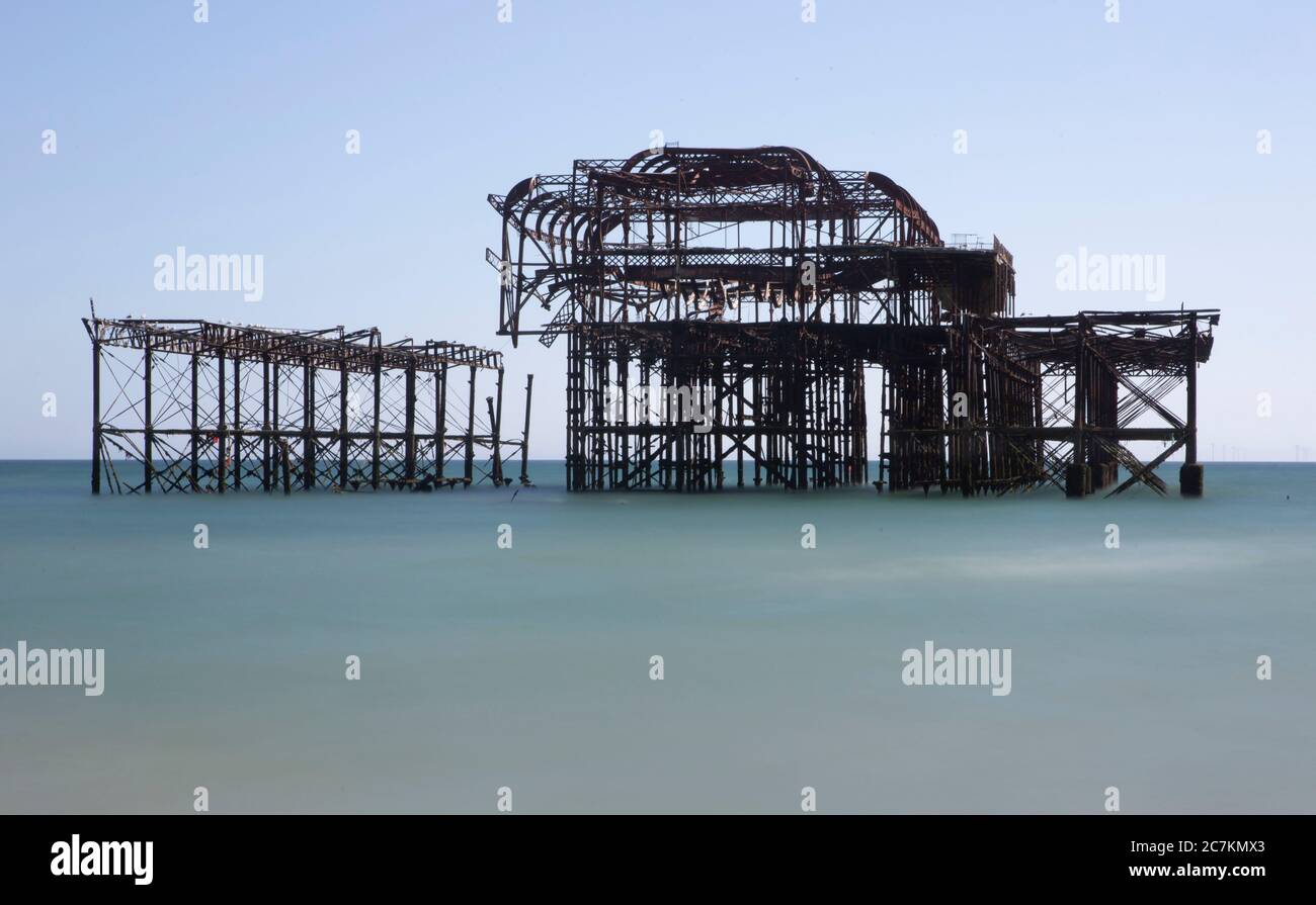 Longue exposition de Brighton West Pier Banque D'Images