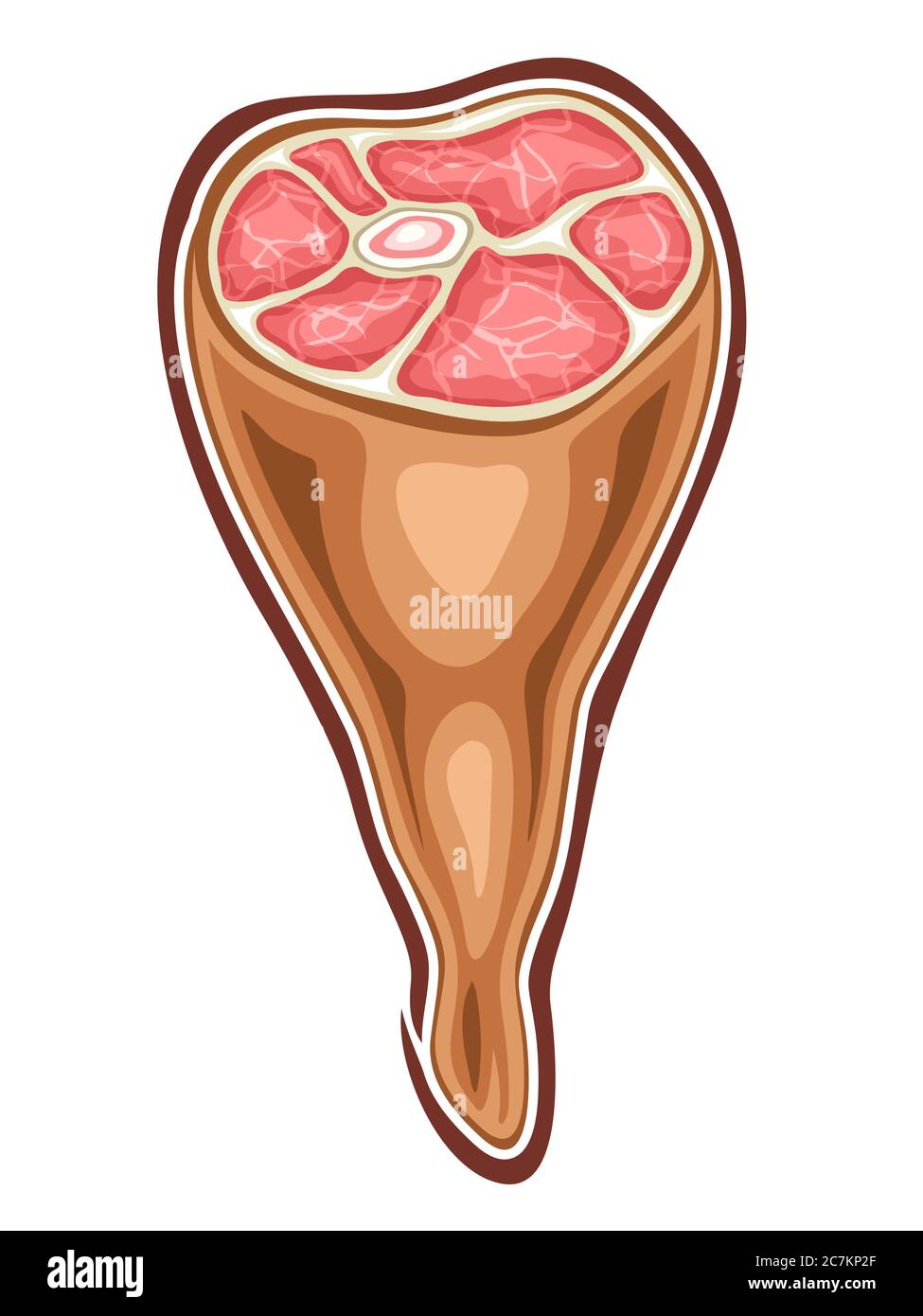 Illustration vectorielle de la jambe de jambon sur fond blanc. Illustration de Vecteur