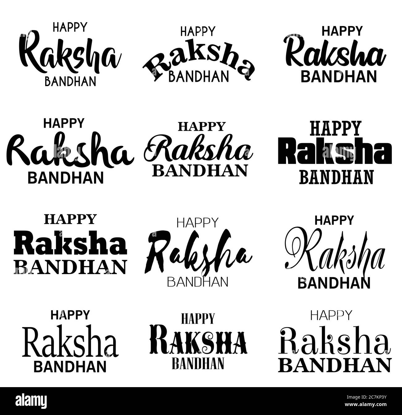 Collection de polices typographiques Happy Raksha Bandhan Vector, utilisable pour les cartes de vœux, les bannières, les imprimés, les tee-shirts, les affiches et les bannières. Bonne Rakhi. Illustration de Vecteur Collection de polices typographiques Happy Raksha Bandhan Vector, utilisable pour les cartes de vœux, les bannières, les imprimés, les tee-shirts, les affiches et les bannières. Bonne Rakhi. Illustration de Vecteur