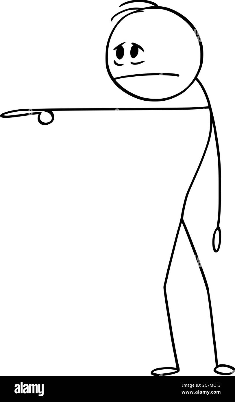 Dessin vectoriel de dessin de dessin de figure dessin conceptuel illustration de triste, pneu, stressé, malade ou déprimé homme ou homme d'affaires pointant ou montrant quelque chose. Illustration de Vecteur