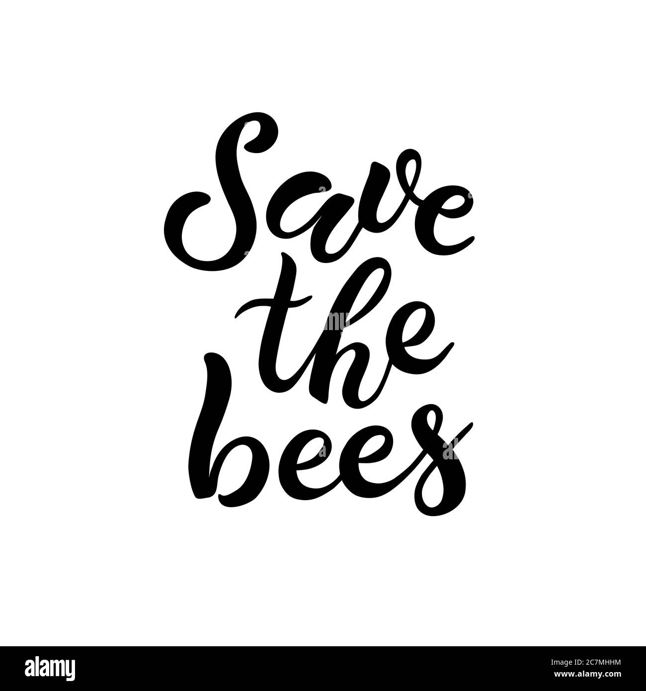 Sauvez les abeilles. Вrush calligraphie lettrage manuel isolé sur fond blanc. Enseigne artistique dessinée. Illustration de la typographie vectorielle. Modèle pour bannière, affiche, prospectus, Web ou superposition de photos. Illustration de Vecteur