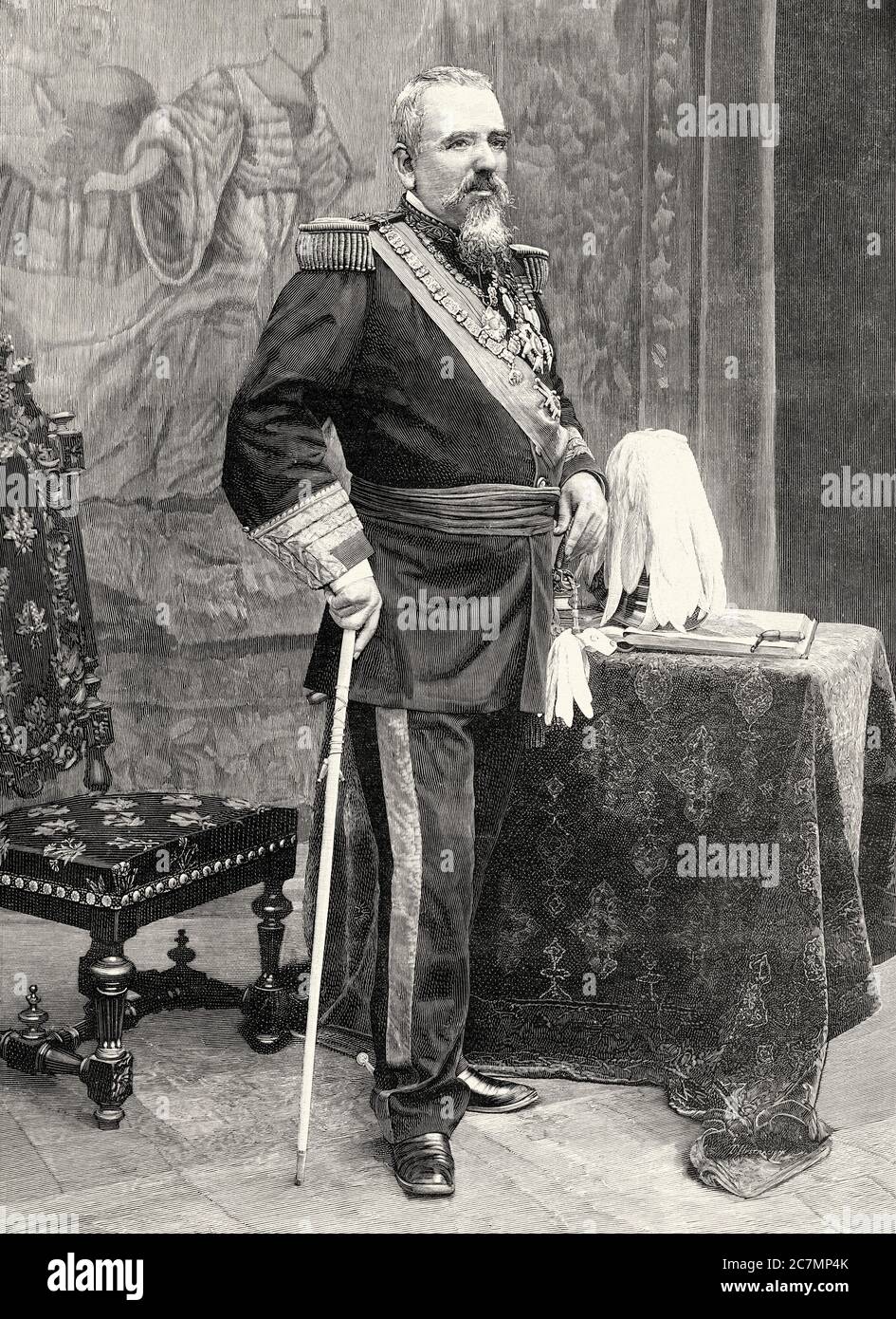 Arsenio Martínez Campos Antón (Segovia 1831 - Zarauz 1900) était un militaire et un politicien espagnol, auteur du prononcement qui a causé la restauration de la monarchie Bourbon. Président du Conseil des ministres. Gouverneur général de Cuba. De la Ilustracion Española y Americana 1895 Banque D'Images