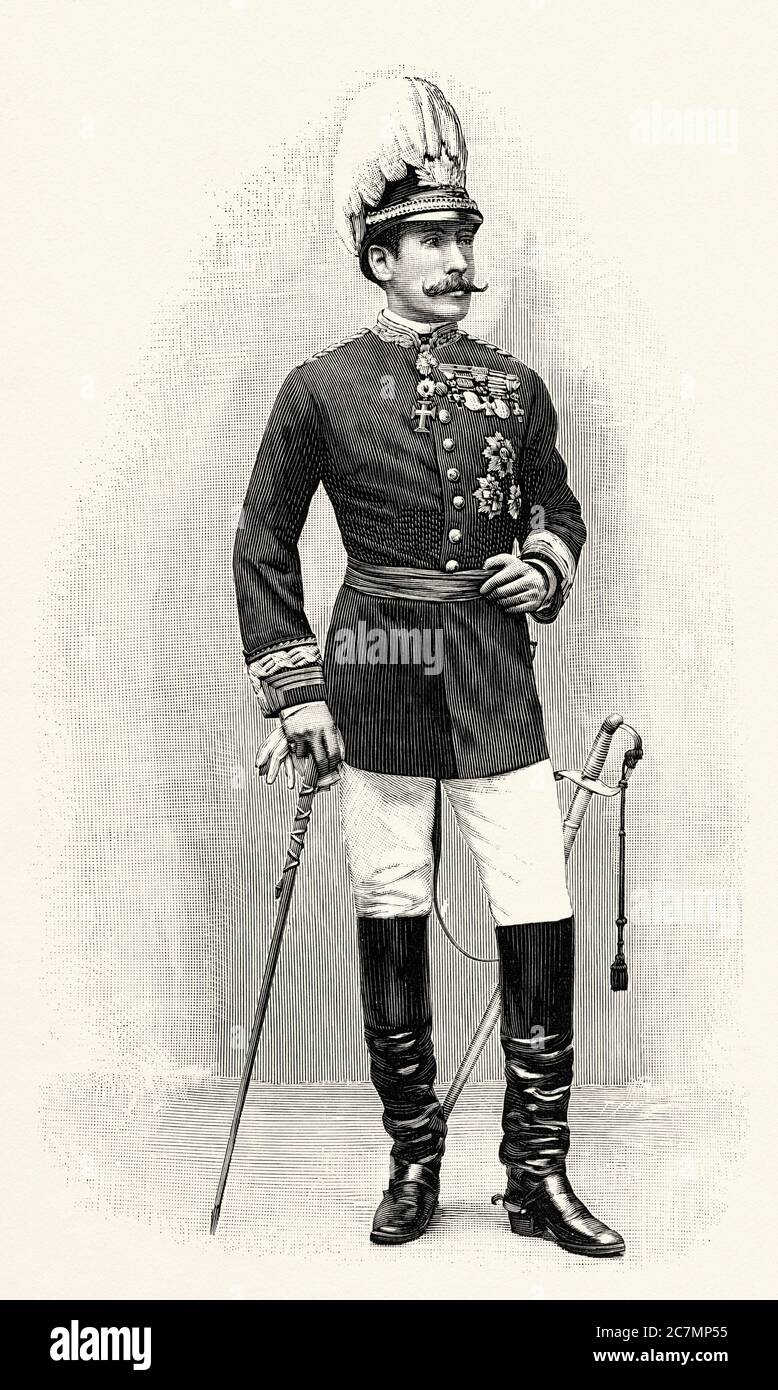 Ramón Echagüe y Méndez de Vigo (Madrid 1852 - Madrid 1917) était un militaire espagnol et un homme politique, directeur général de la Garde civile et ministre de la guerre. De la Ilustracion Española y Americana 1895 Banque D'Images
