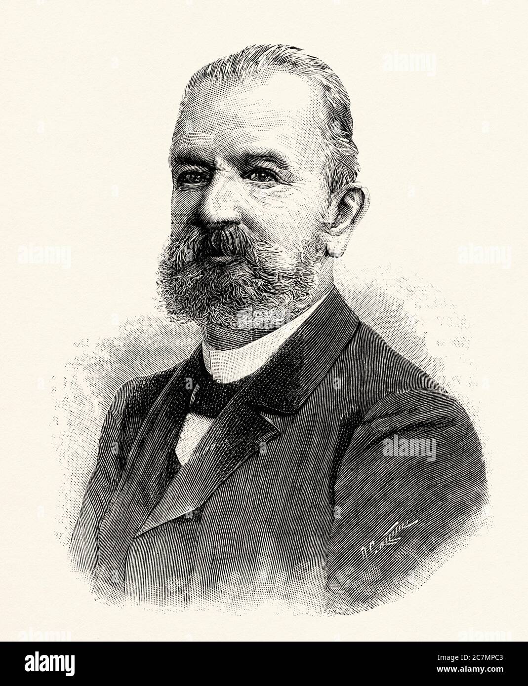Otto Baensch (1825 - 1898) un officier de construction prussien, ingénieur de premier plan à la construction du canal de Kiel. De la Ilustracion Española y Americana 1895 Banque D'Images
