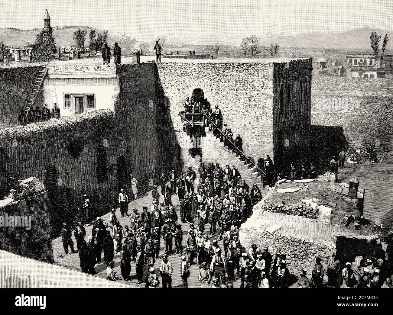 Massacre d'Erzurum, 30 octobre 1895, génocide contre le peuple arménien. Les massacres arméniens de 1894-1896, les massacres et les meurtres de masse subis par les Arméniens de l'Empire ottoman. De la Ilustracion Española y Americana 1895 Banque D'Images