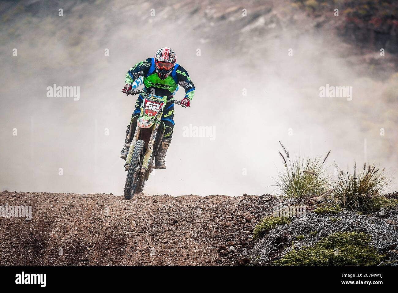 San Miguel, Espagne, 21 mai 2017 : un motocross inconnu se livre au championnat régional de Ténérife Motocross. Banque D'Images