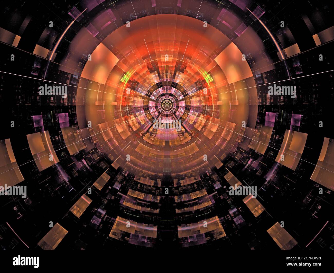 Résumé Flame Fractal Art - Hadron Collider, Sci Fi Background, concept de technologie de l'information Banque D'Images