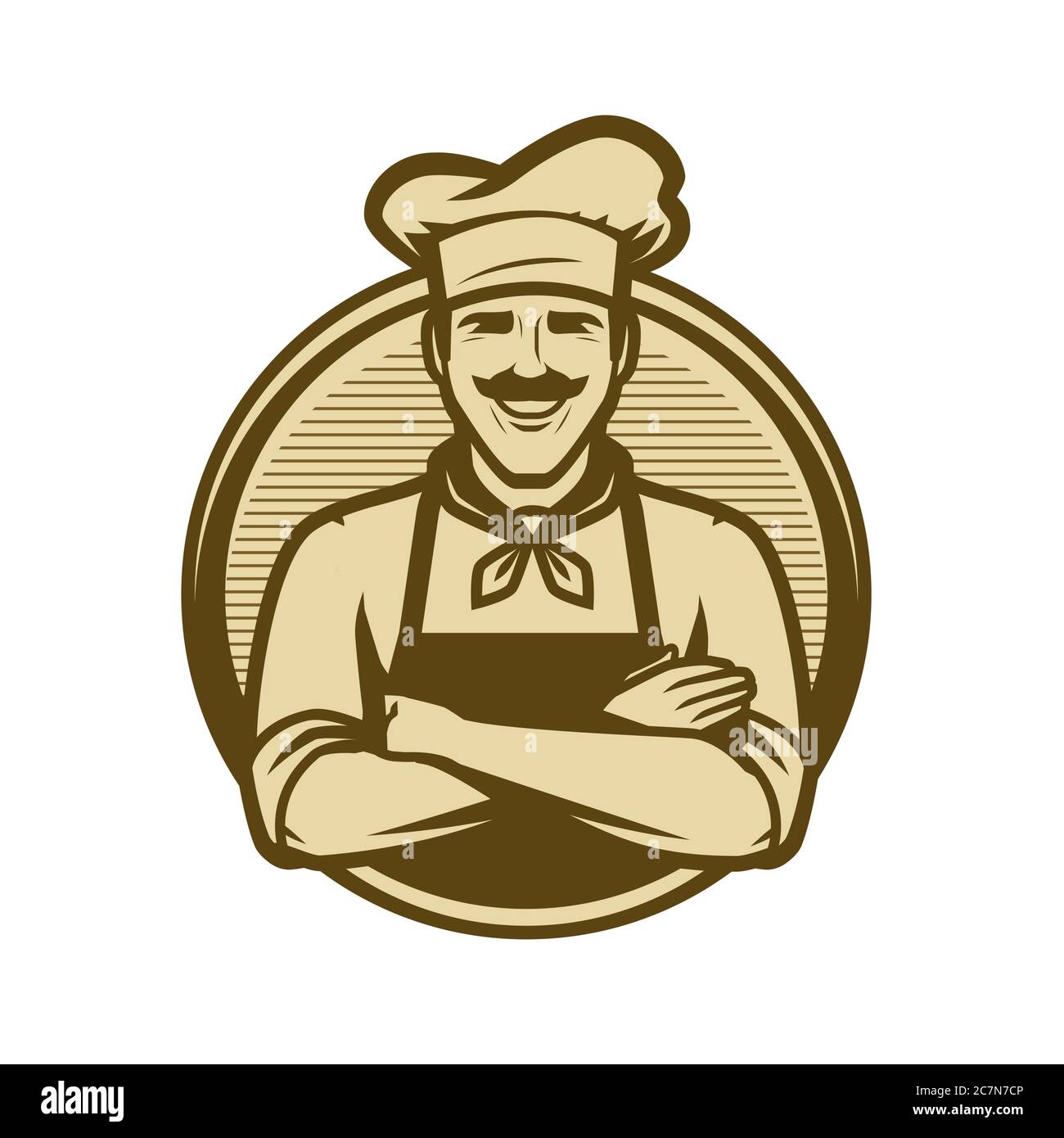 Logo du chef ou emblème vintage. Cuisine, concept alimentaire Illustration de Vecteur
