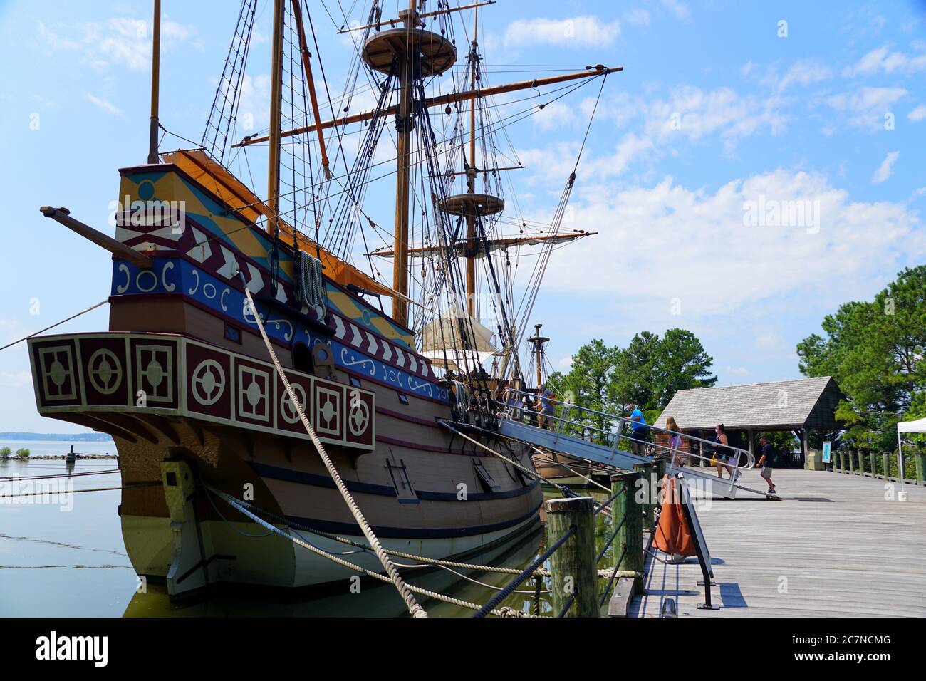 Virginia, États-Unis - 1er juillet 2020 - réplique du navire historique de la colonie de Jamestown Banque D'Images
