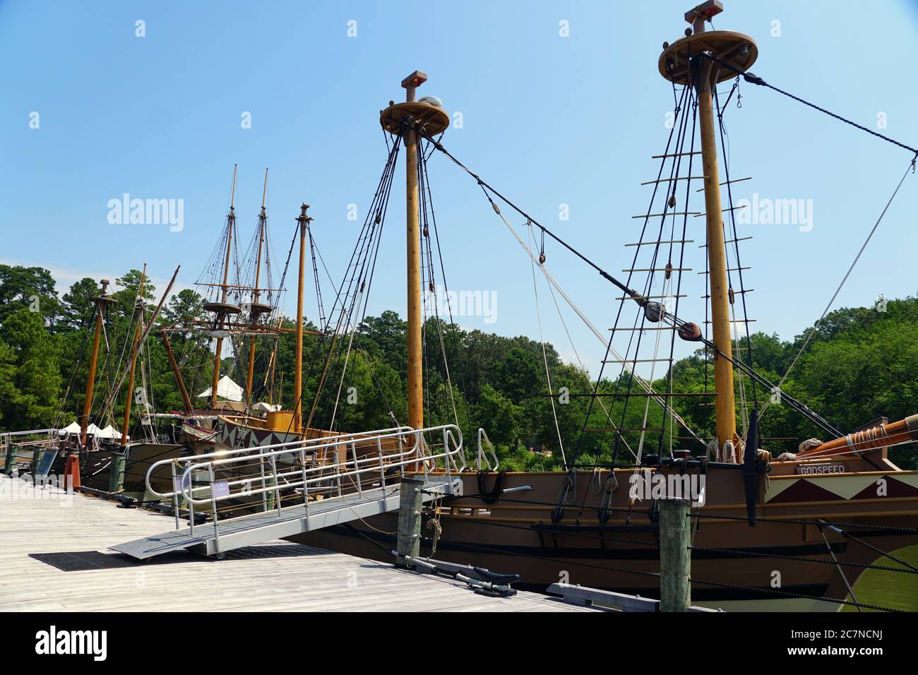 Virginia, États-Unis - 1er juillet 2020 - réplique du navire historique de la colonie de Jamestown Banque D'Images