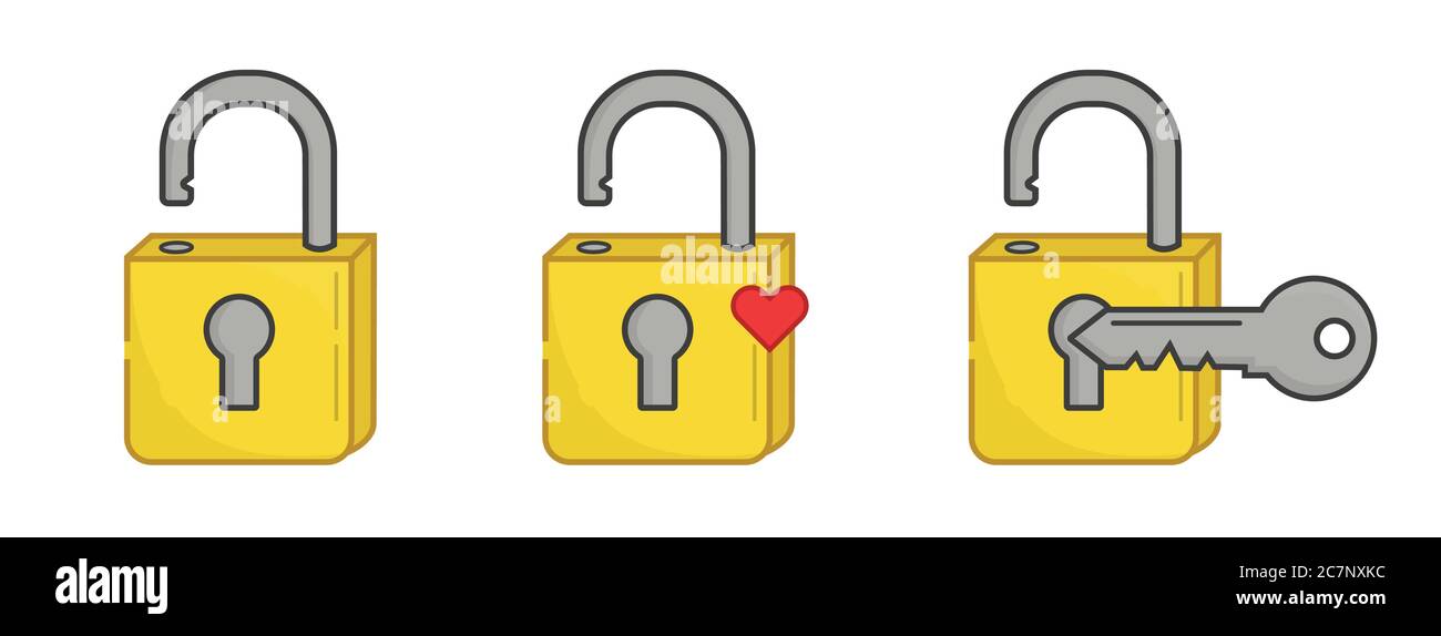 CADENAS AVEC CLÉS, AVEC COEUR ET SEUL Illustration de Vecteur